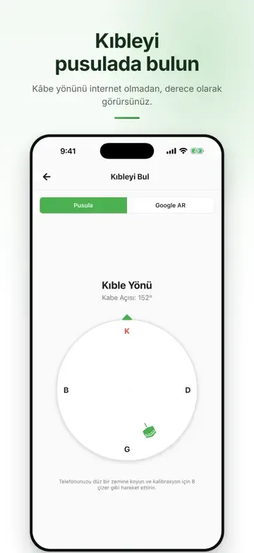 Namaz Akışı — Prayer Assistant · iPhone · Kıble