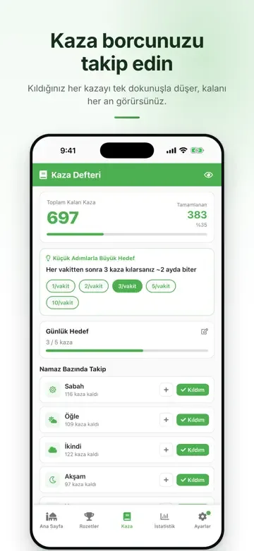 Namaz Akışı — Prayer Assistant · iPhone · Kaza